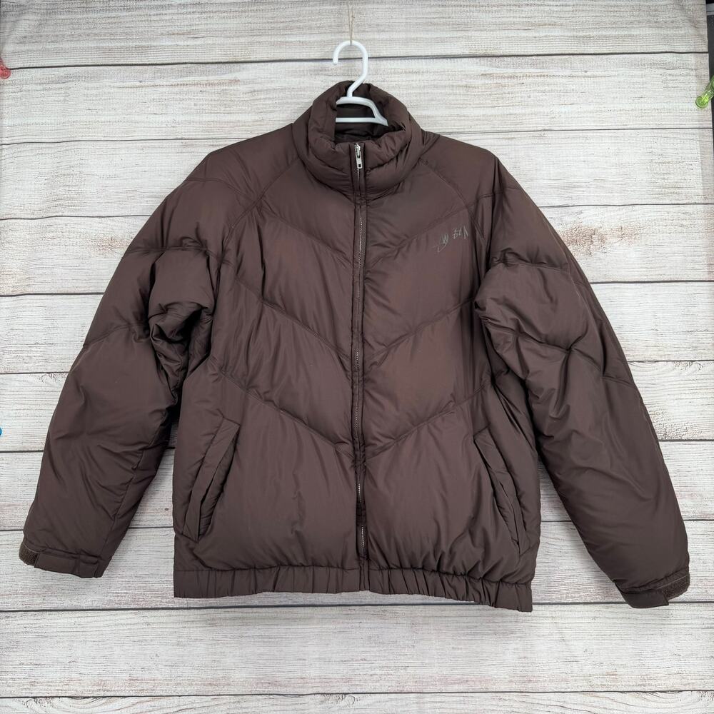 Vintage Stussy Down Puffer Jacket Womens‎ XL Brown Full Zip Streetwear